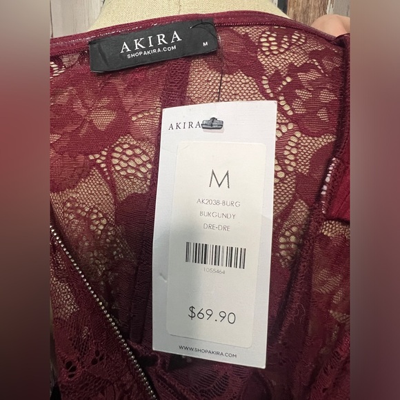 AKIRA Strapless Burgundy Dress - Picture 8 of 8